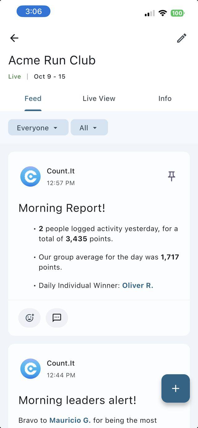 Challenge feed: Count.It’s automatic Morning Report
